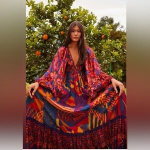 Vibrant Multicolor Farm Rio Maxi Dress size small